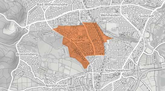 Mietspiegelkarte Kassel S&uuml;sterfeld Helleb&ouml;hn